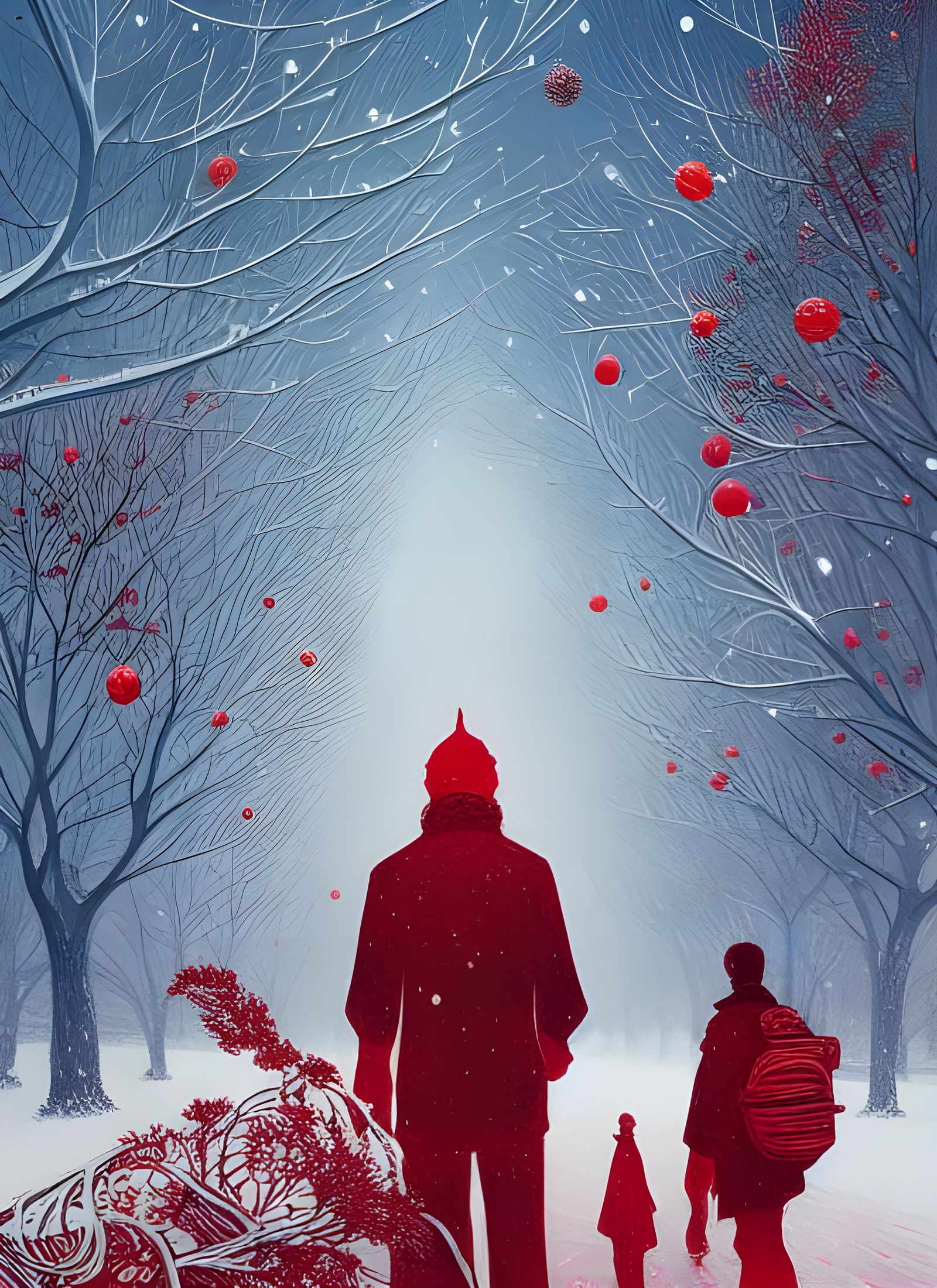 Festive Christmas Scene with Red Decorations