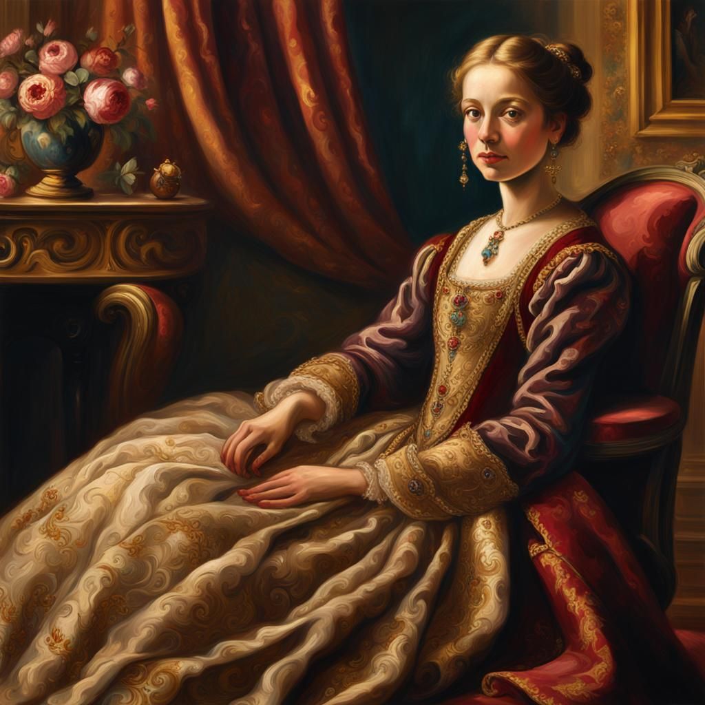 Romantic Portrait of Woman in Baroque Style