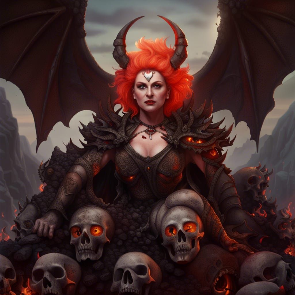 Fantasy Demon Warrior with Flaming Sword