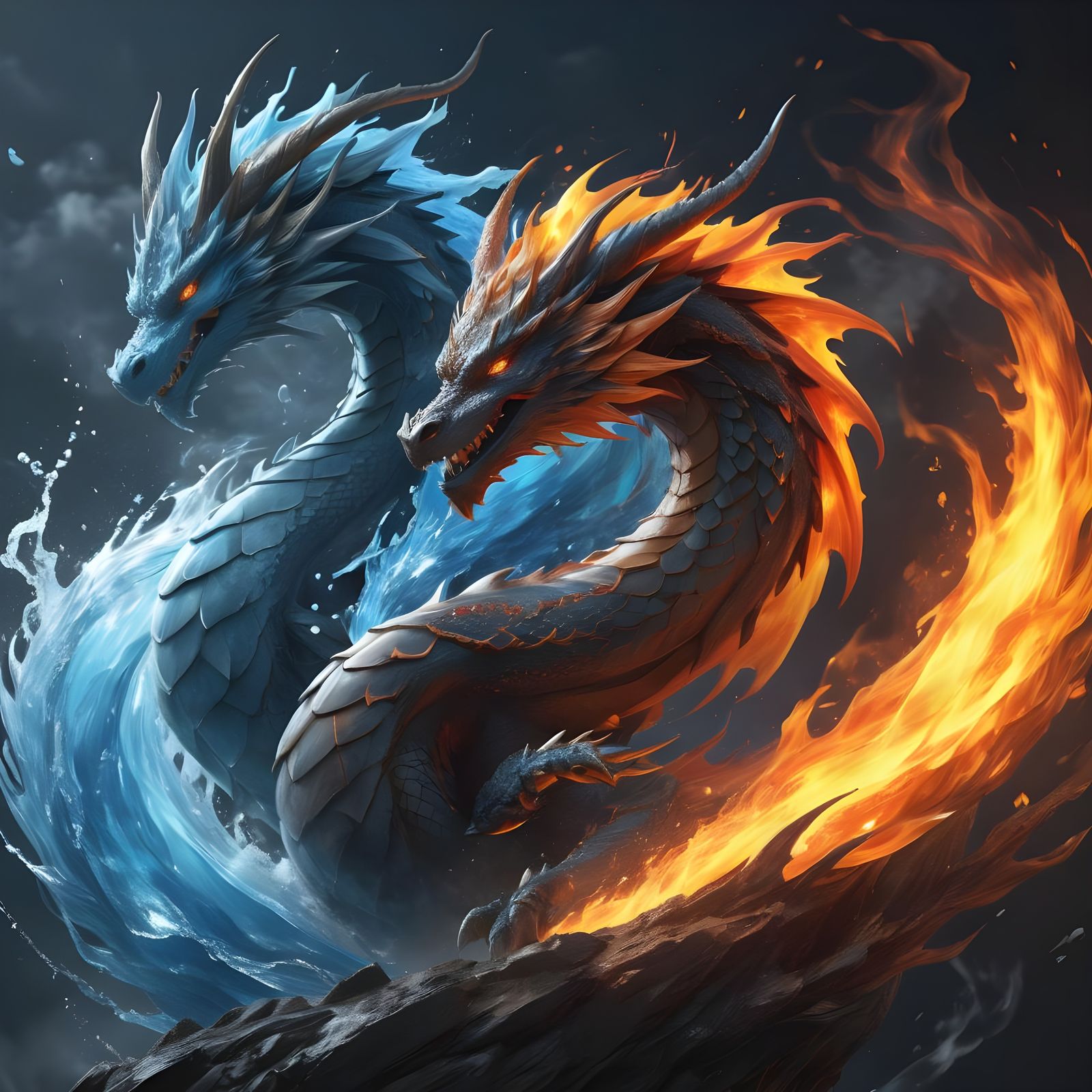 Elemental Dragons in Detailed 3D Anime Art