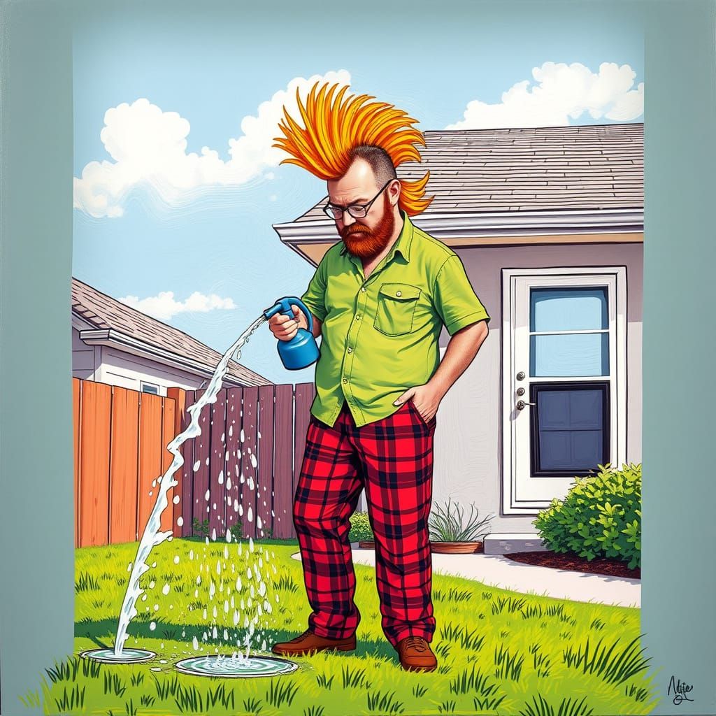 Suburban Dad Soaks Himself in 80s Colorful Chaos