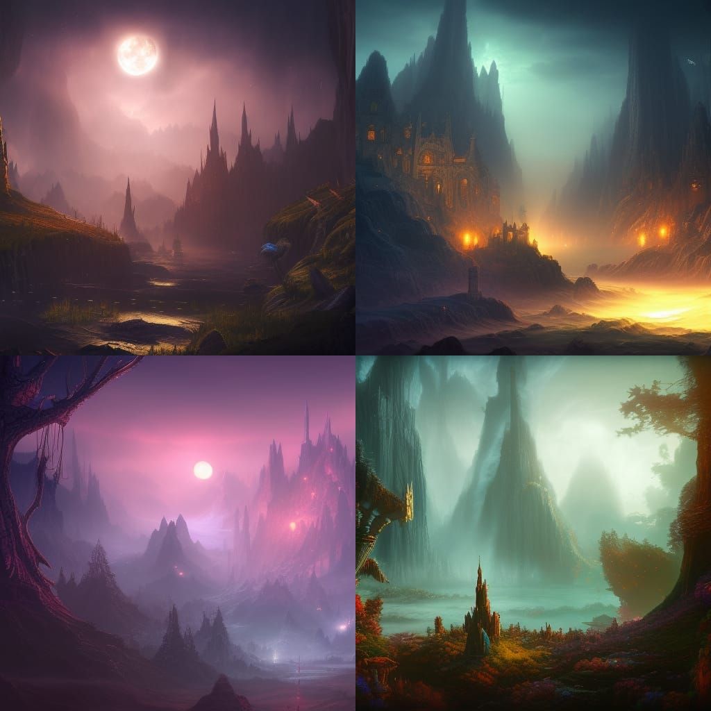 Mystical Night: Detailed Matte Painting in Deep Color
