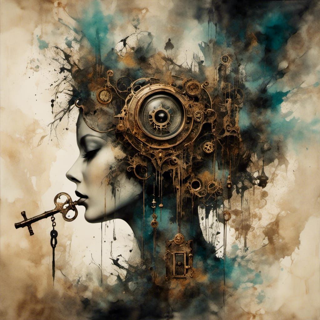 Steampunk Keyhole Reveals Magical Ink Painting World