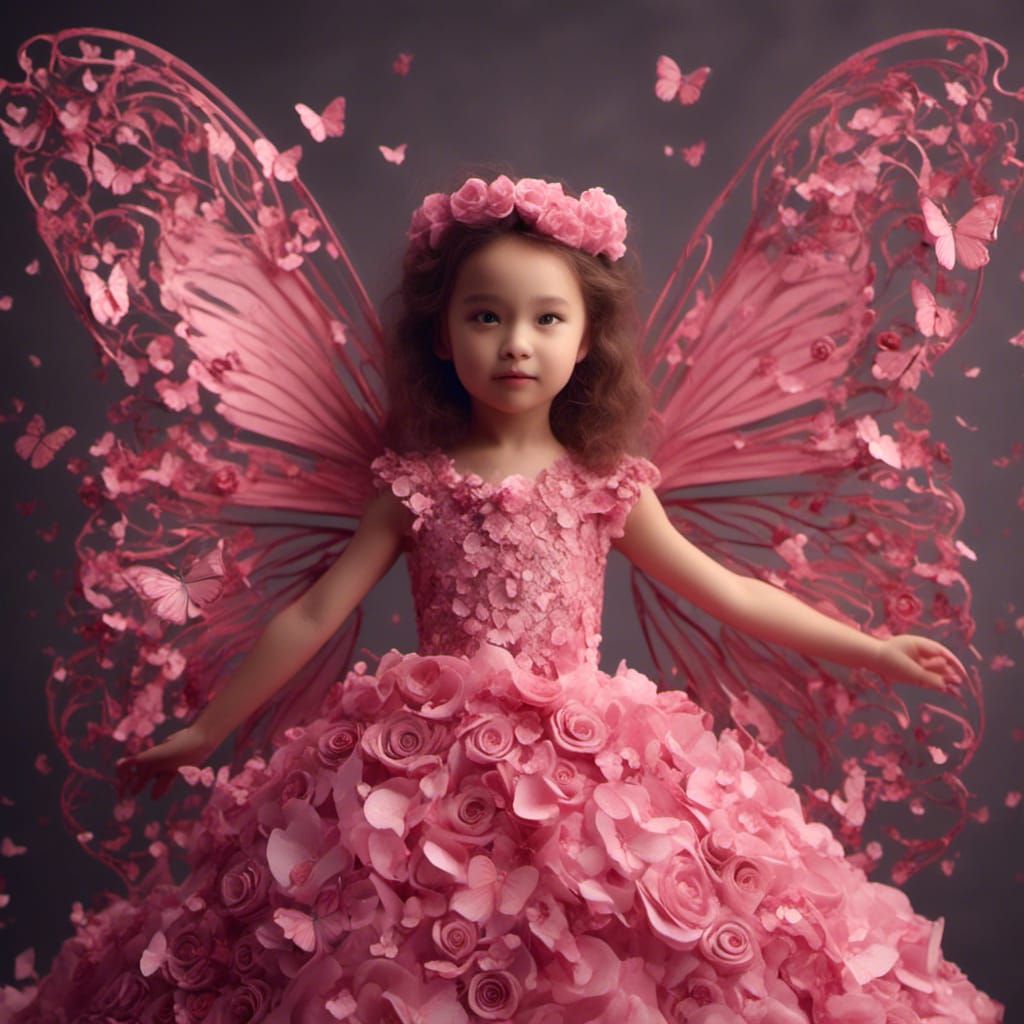 Beautiful Pink Butterfly Dress in Dreamy Style