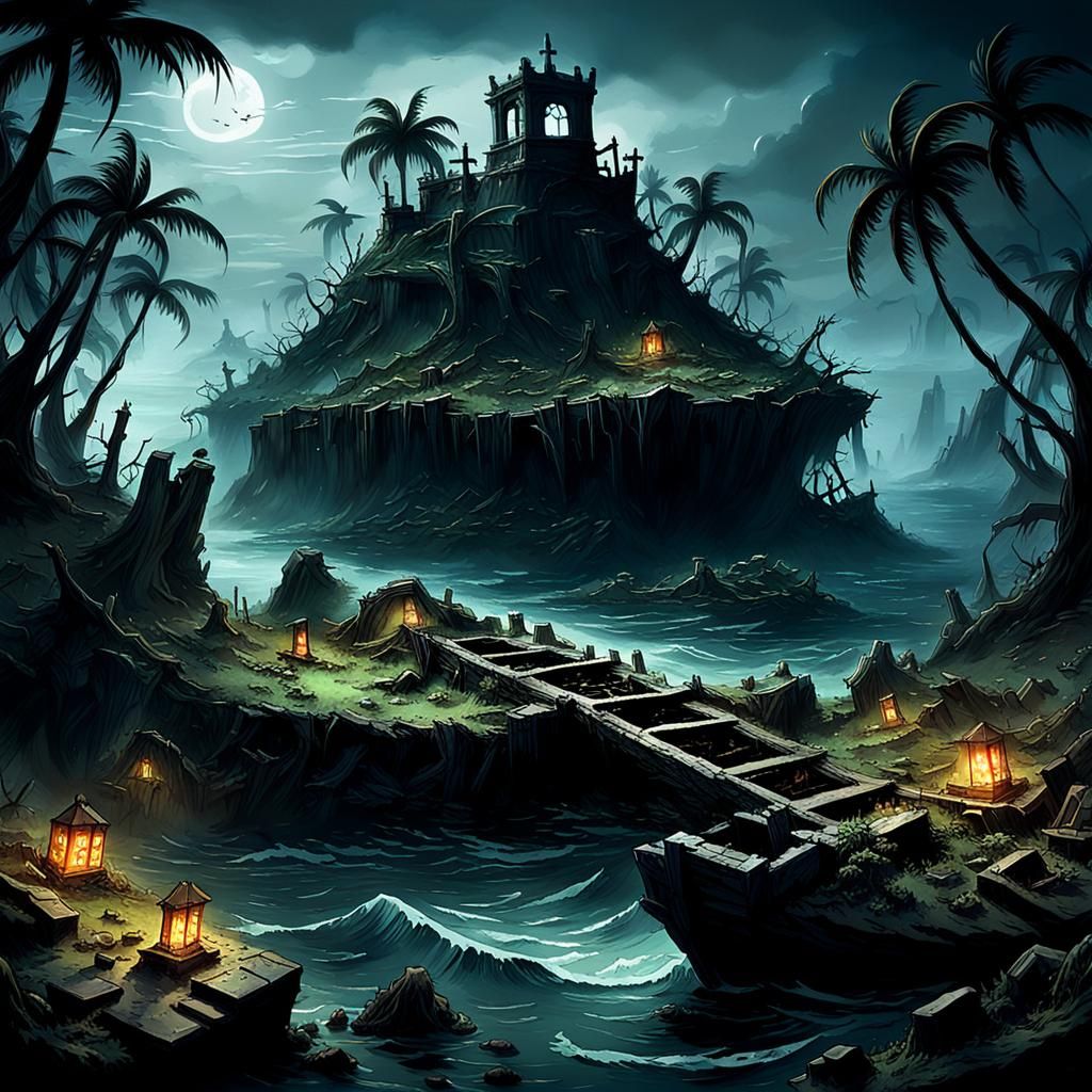 Cursed Island of the Undead: 3D Digital Art