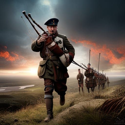 Epic Black Watch Bagpipes Battle in France