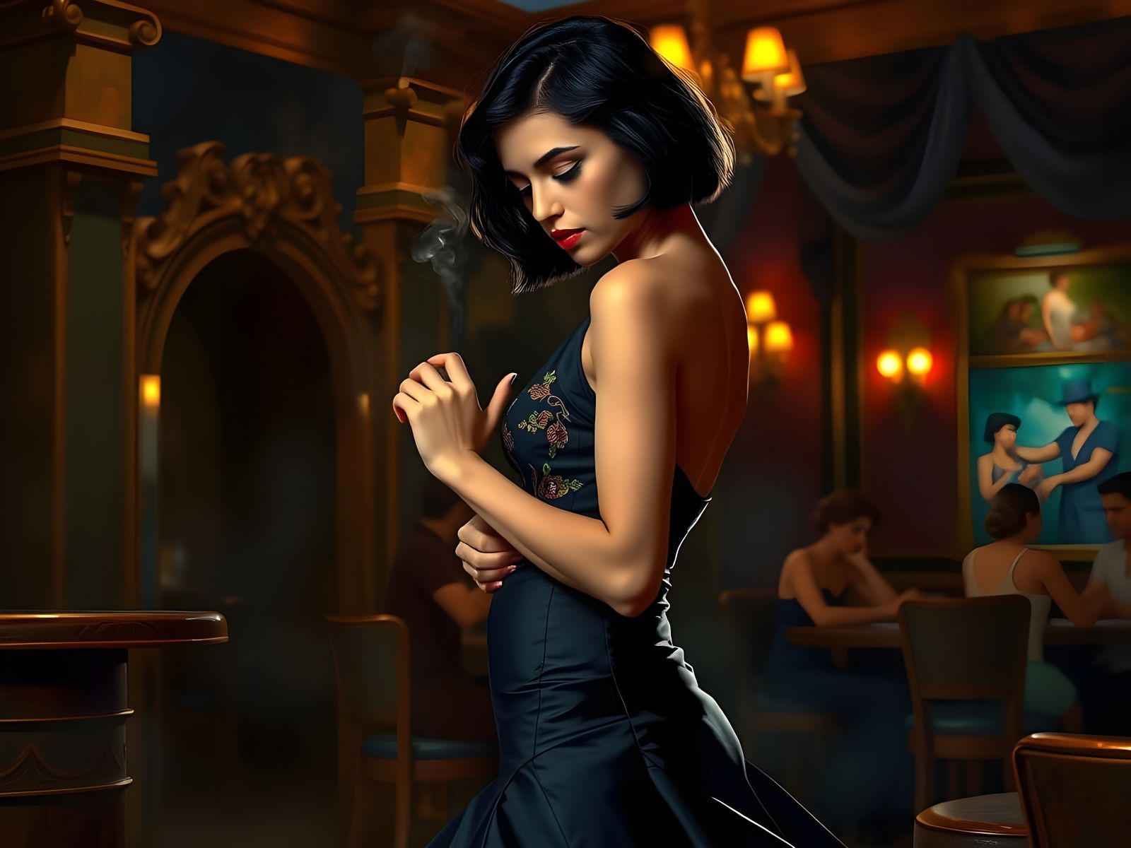 Vintage Argentine Tango Dancer in a 1920s Nightclub