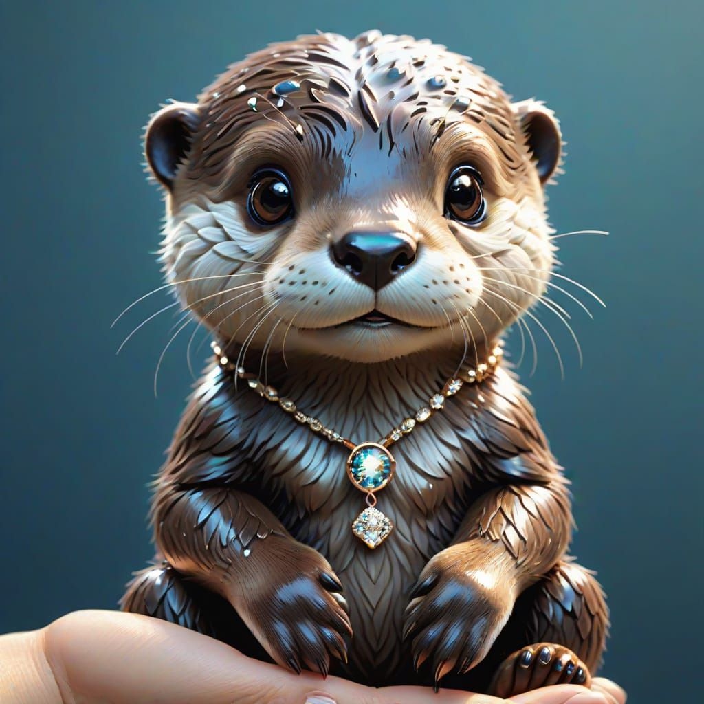 Hyperrealistic Otter Humanoid with Bling and Emotions