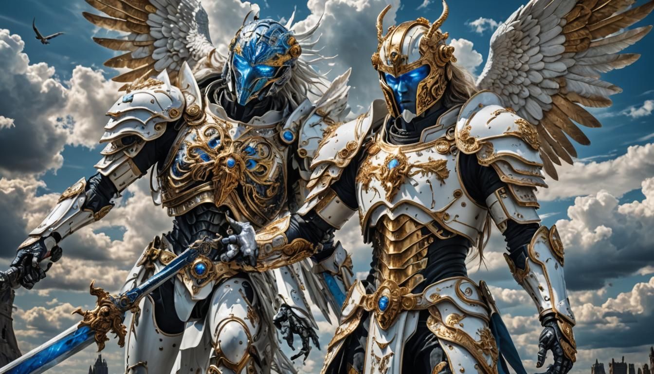 Celestial Being with Cyborg Head: Hyperrealistic Image