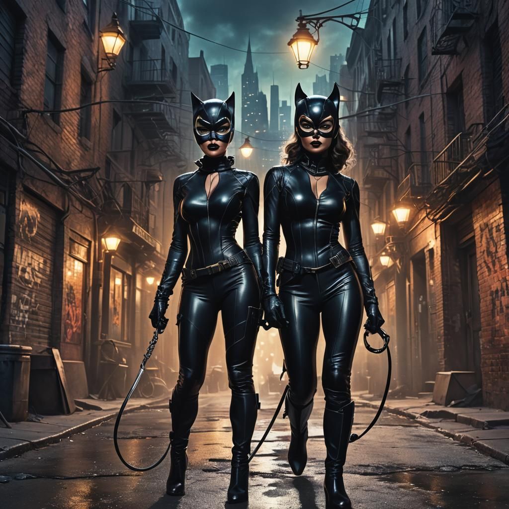 Catwoman in Dark Alley: Fantasy Concept Art