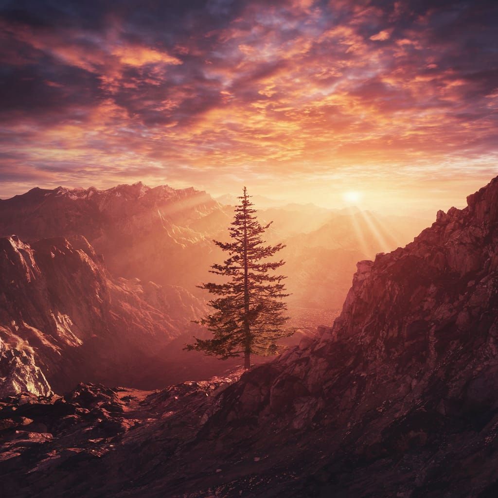 Mountain Range at Sunset, Symbolizing Pure Awareness