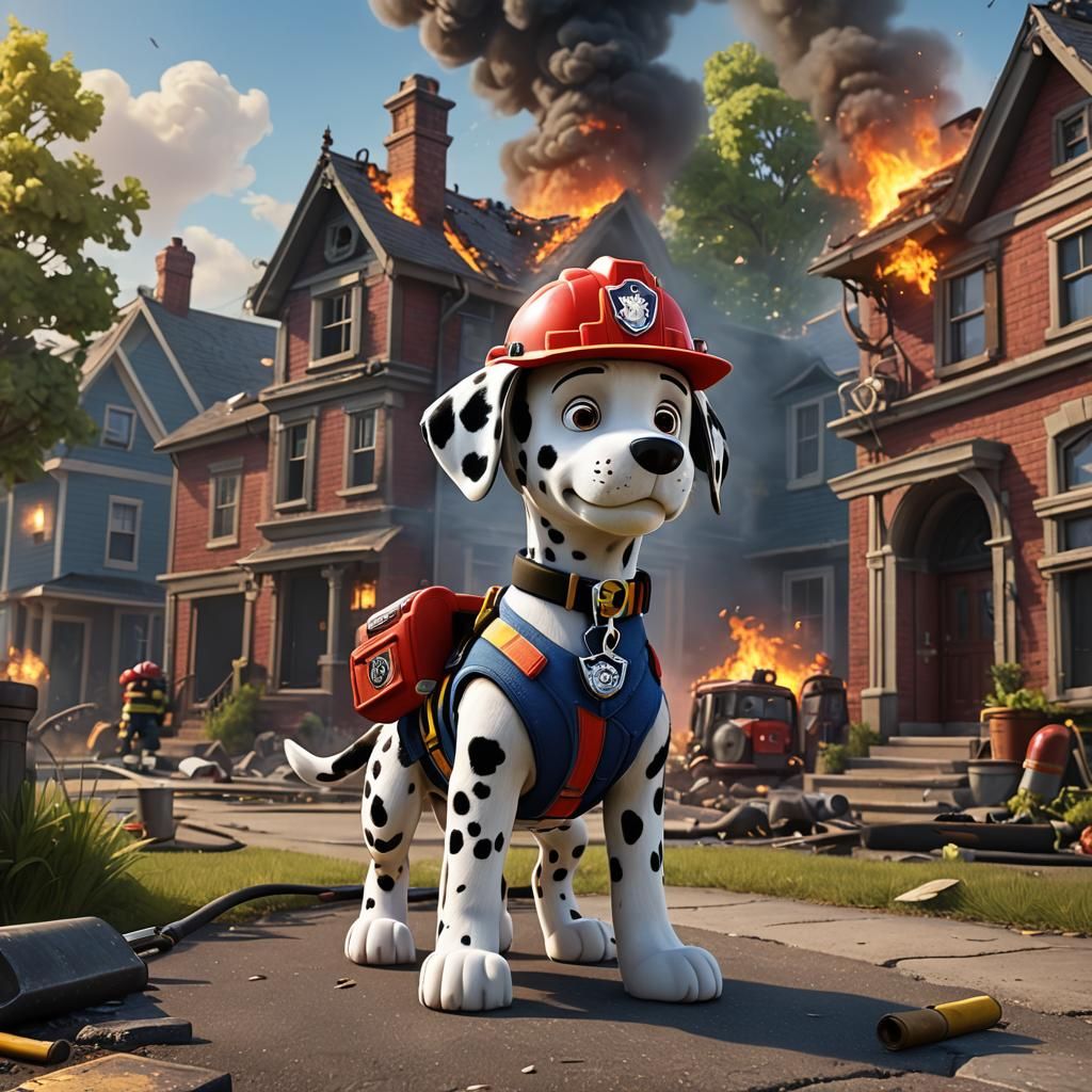 Marshall the Firefighter Dalmatian in Action