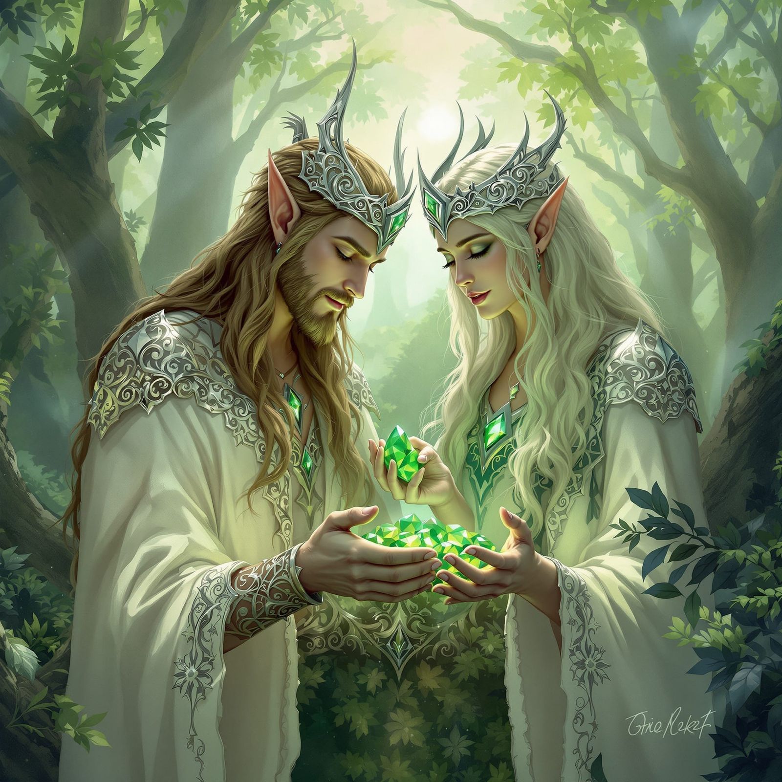 Elvenking Receives Emeralds in Dreamlike Forest Setting