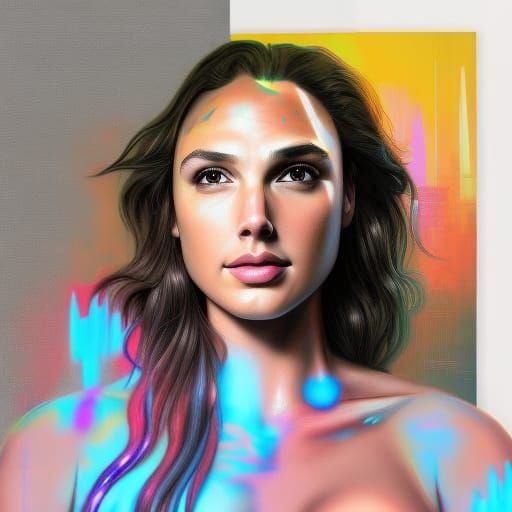 Gal Gadot Portrait in Graffiti Art Style