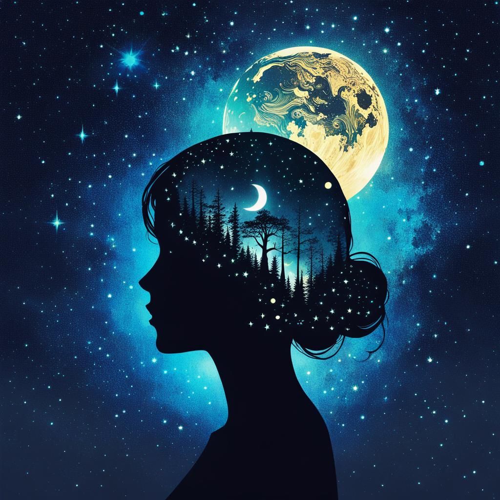 Surreal Starry Mindscape Collage Illustration