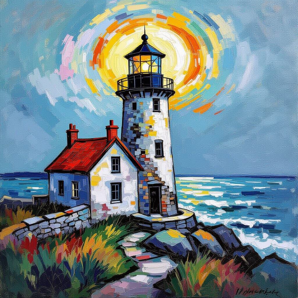 Abandoned Lighthouse in Expressionist Neo-Impressionism Styl...