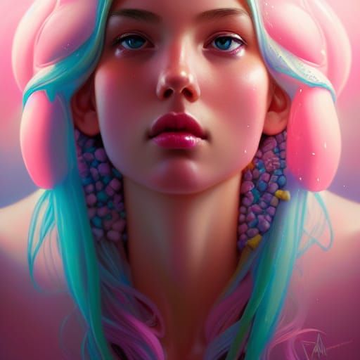 Bubblegum Goddess Portrait in Photorealistic Style