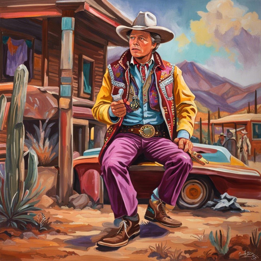 Marty McFly's Wild West Adventure: A Vibrant Painting