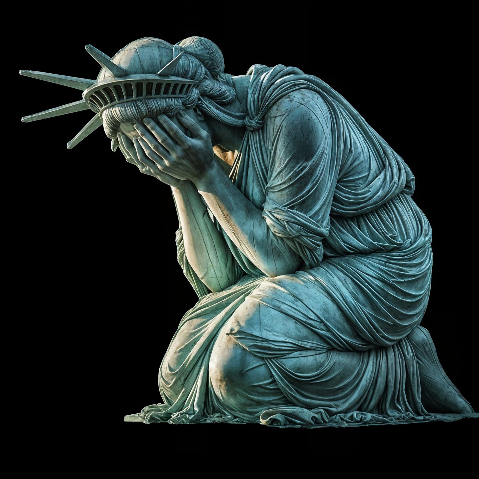 Liberty's Despair: A Crying Statue of Liberty