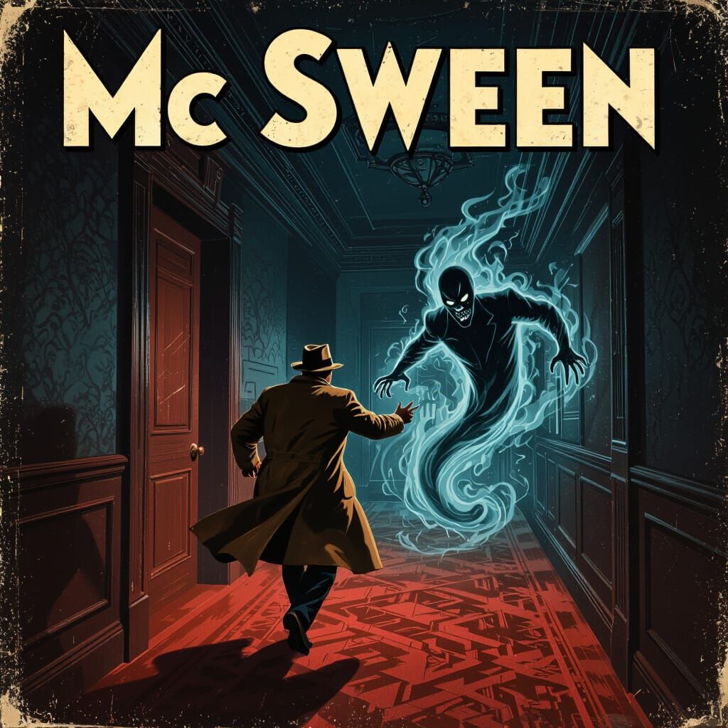 1940s Detective Chased By Evil Spirit Pulp Cover