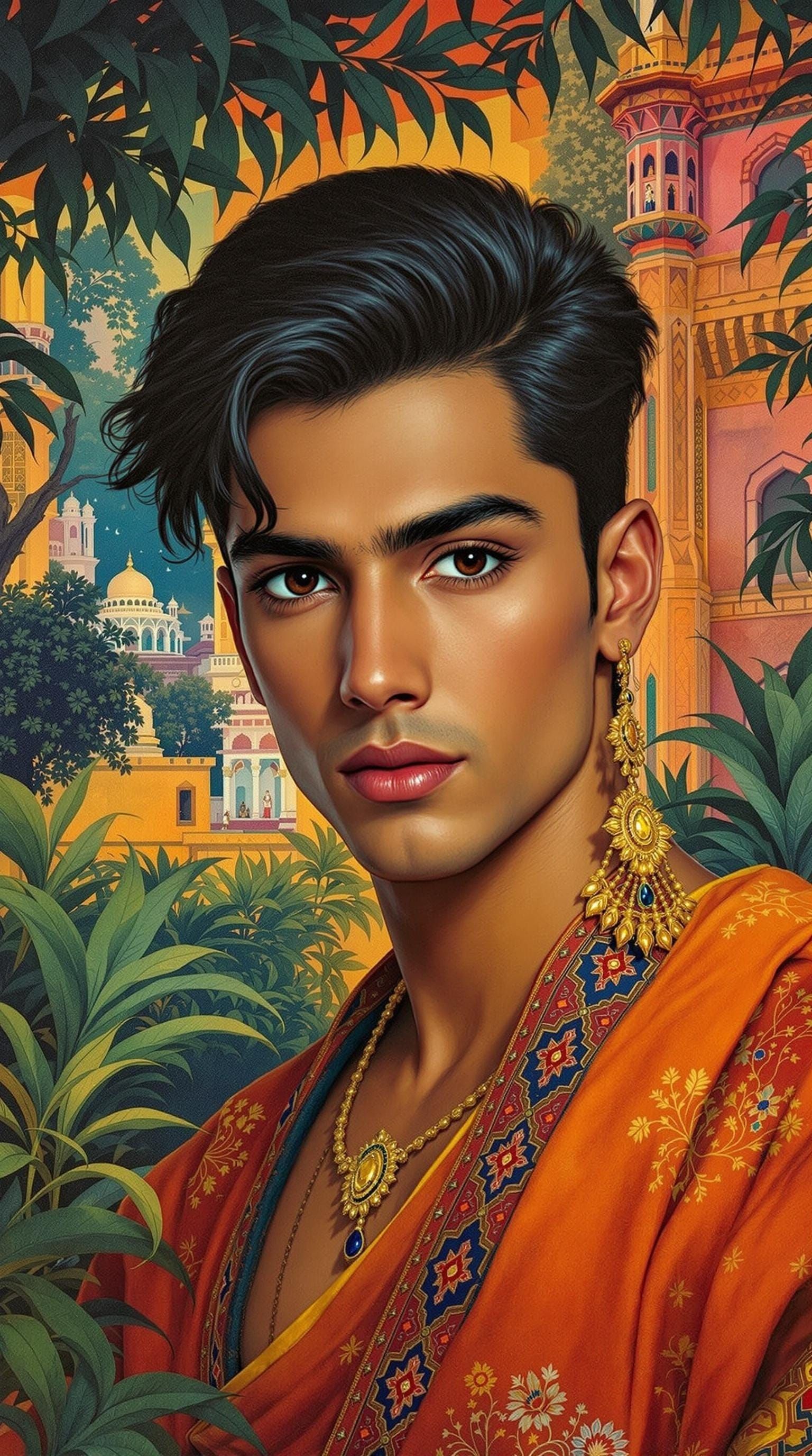 Young Man in Traditional Indian Attire with Expressive Eyes