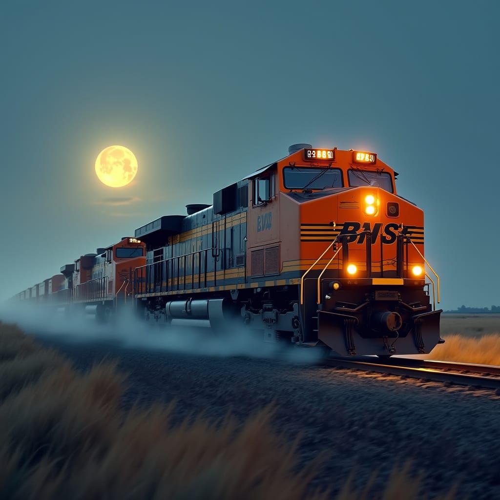 BNSF ES44AC in Moonlit American Plains