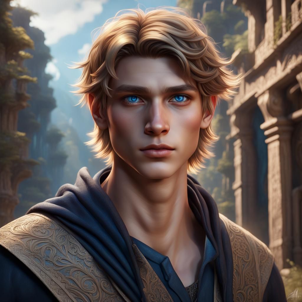 Detailed Portrait of a Young Man, Fantasy Concept Art