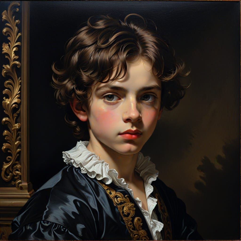 Boy Portrait in Baroque Rococo Style