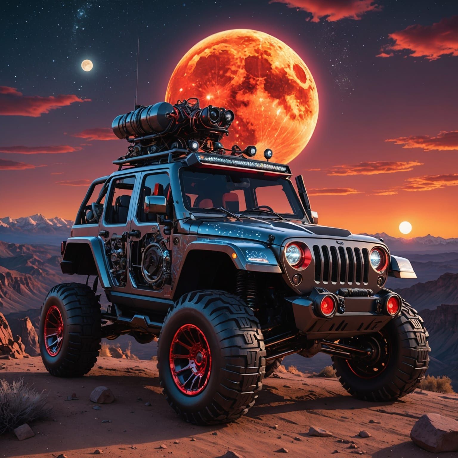 a futuristic robotic jeep,