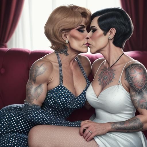 Glamorous Bodybuilders in Polka Dots, Portrait Photography