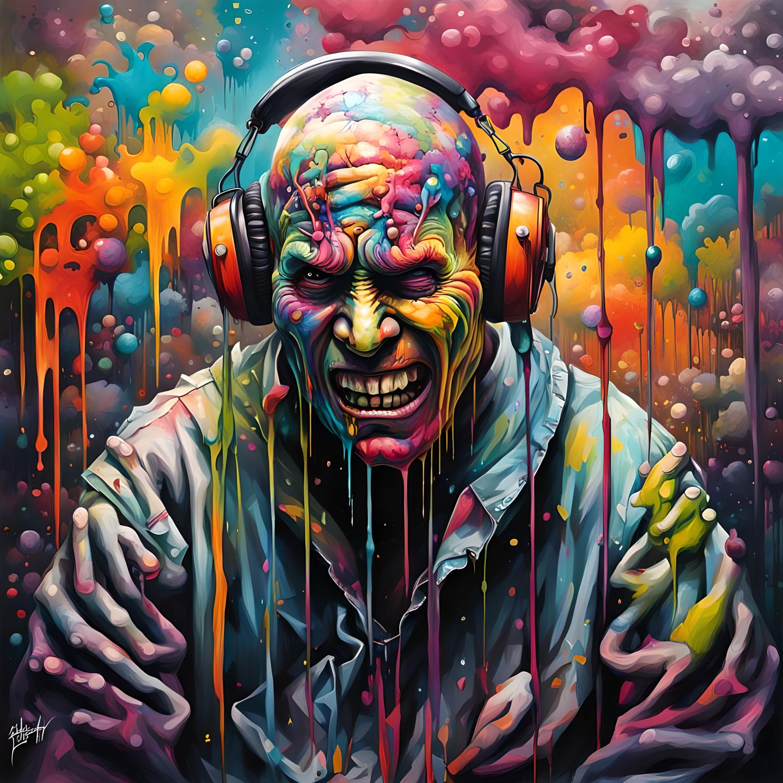 Intense Graffiti Art of Restrained Figure