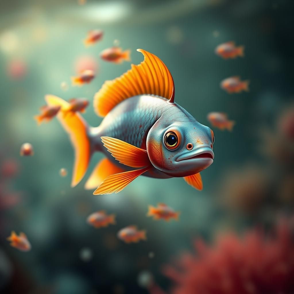 Cute Baby Fish Swimming in a Colorful Pod