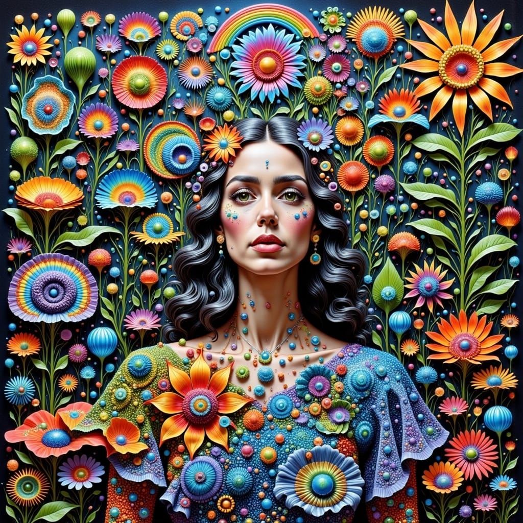 Woman in Fractal Rococo Gown, Visionary Art