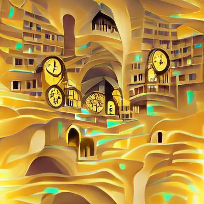 Golden Underground City Illuminated by Clock Tower