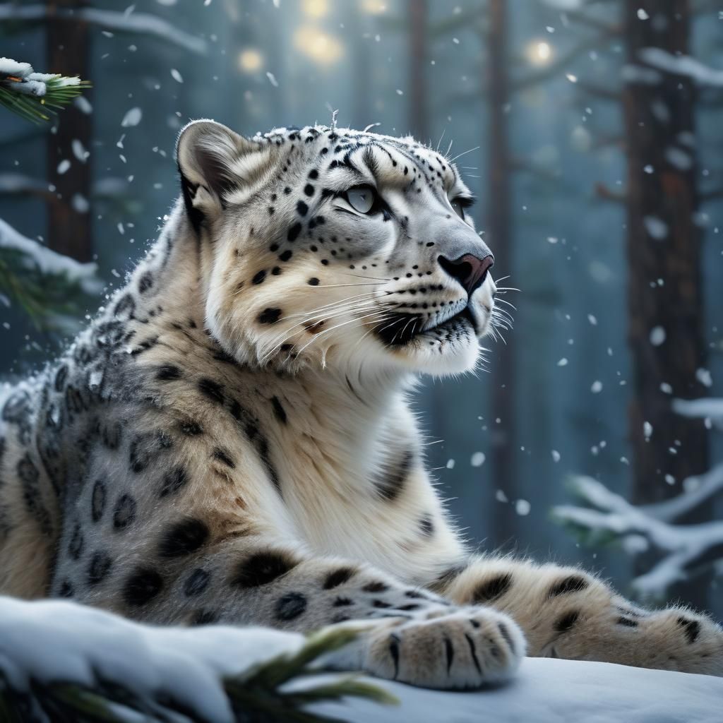 Snow Leopard in Hyperrealistic Oil Painting Style