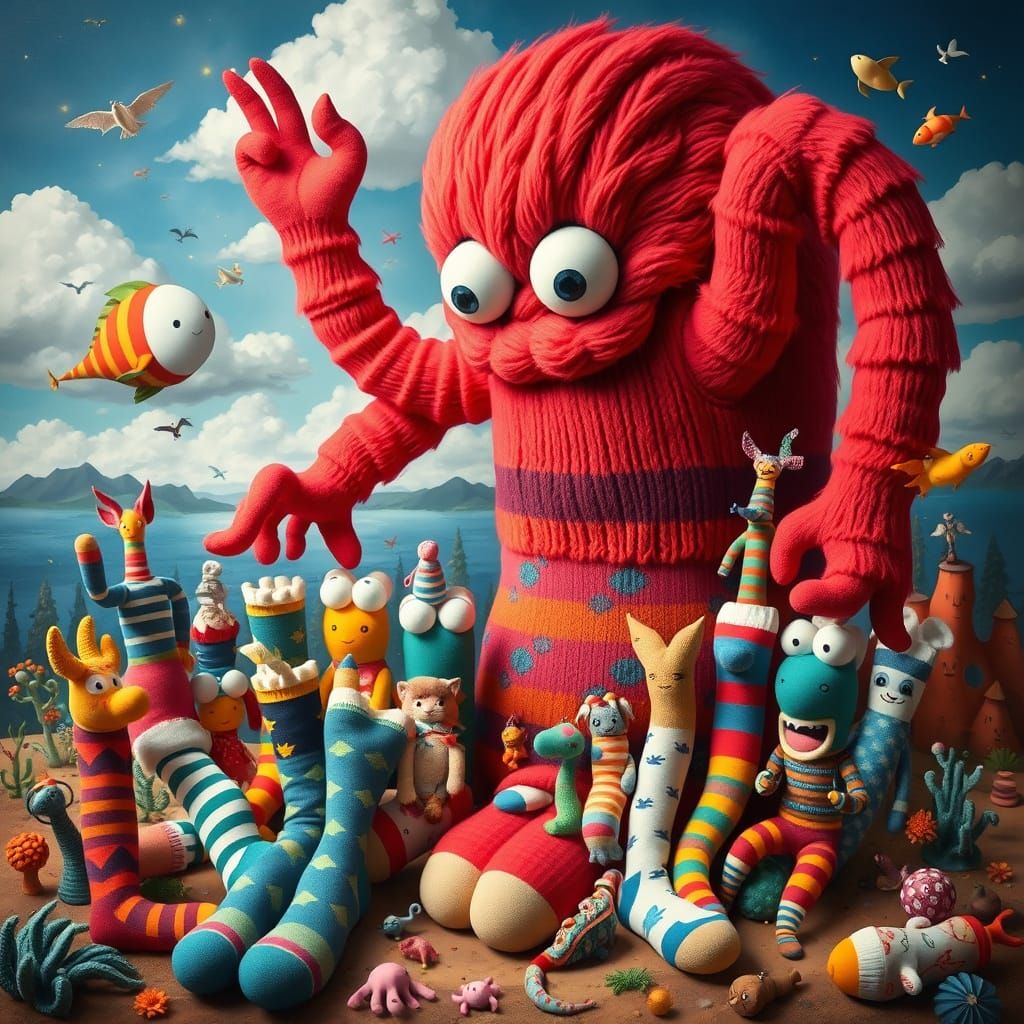 Whimsical Sock World Inspired by Surrealist Pop Art