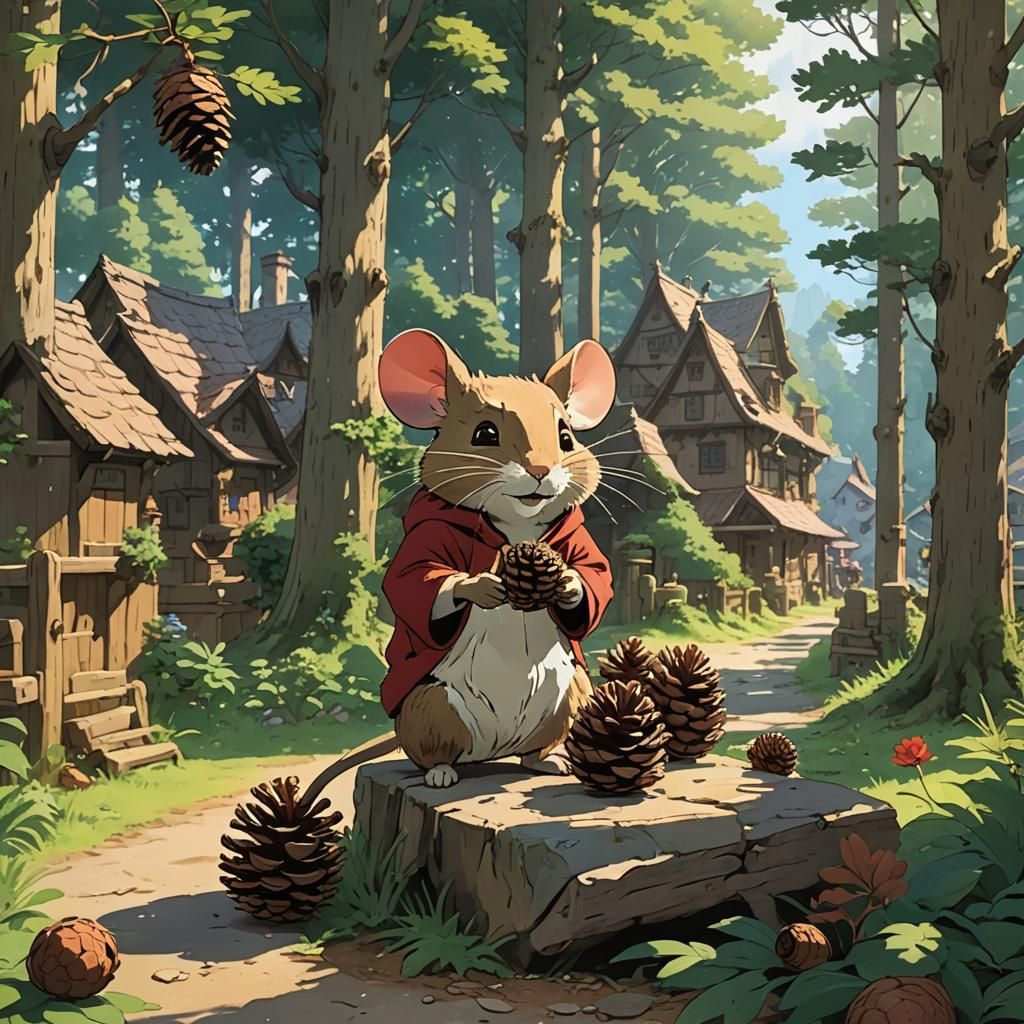 Redwall Style Mouse Village Pinecone Festival