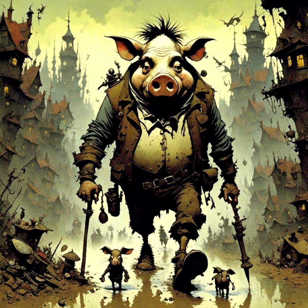 Epic Pig in Mud: Digital Masterpiece