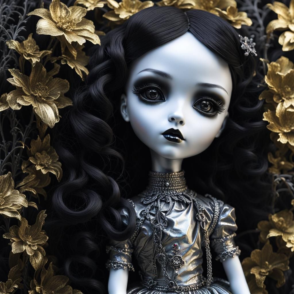 Gothic Chrome Doll, Surrealist Sculpture