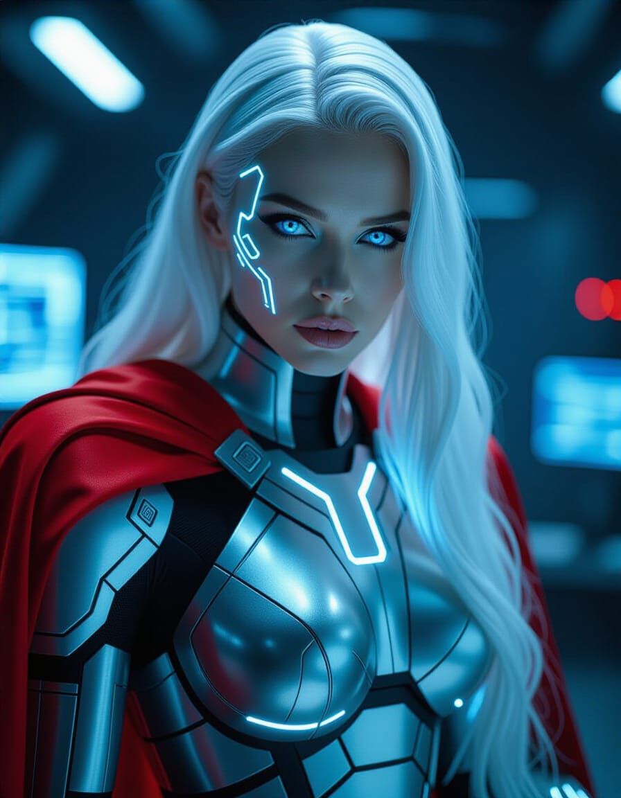 Cybernetic Woman in Futuristic Cyberpunk Style