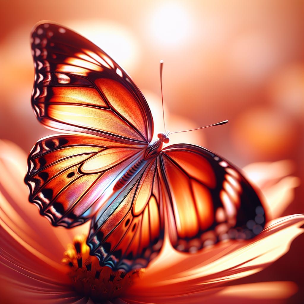 Vibrant Orange Butterfly in Ethereal Glow