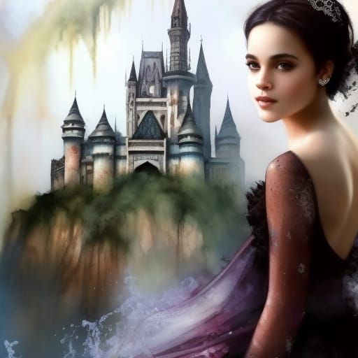 India Eisley Portrait with Dreamy Alcohol Ink Effects