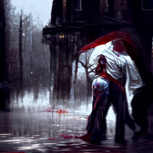 Sinister Weeping Woman with Red Stain