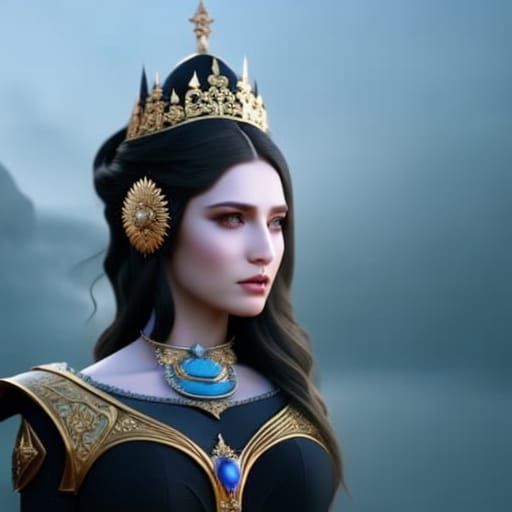 Sad Queen with Crown: Fantasy Fine Art Portrait