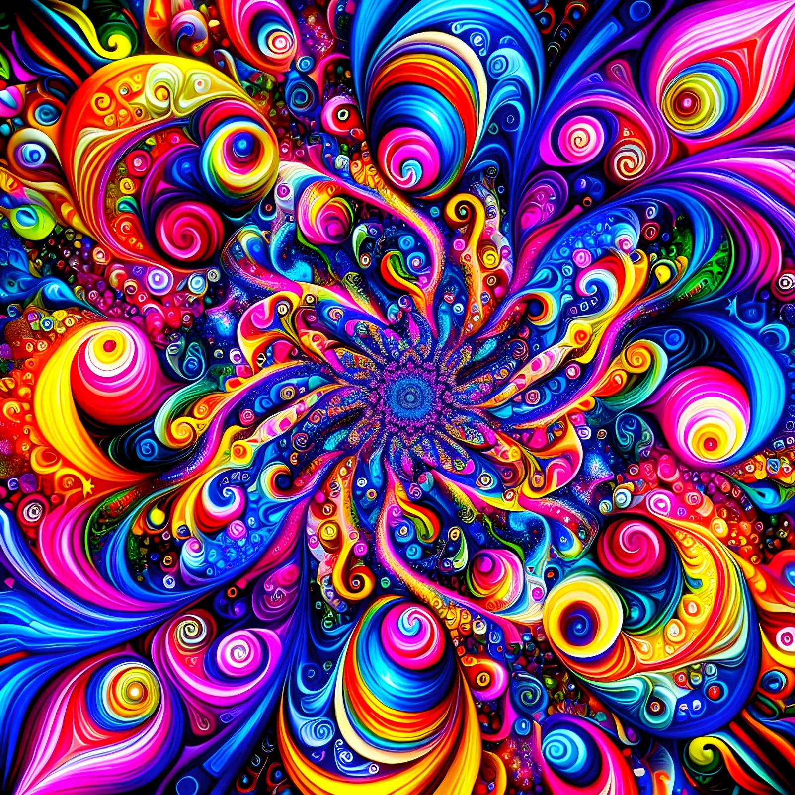 Psychedelic Kaleidoscope of Swirling Colors and Abstract For...