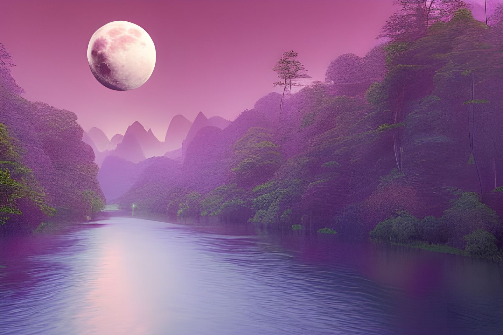 River at Night: Retrowave Space Art