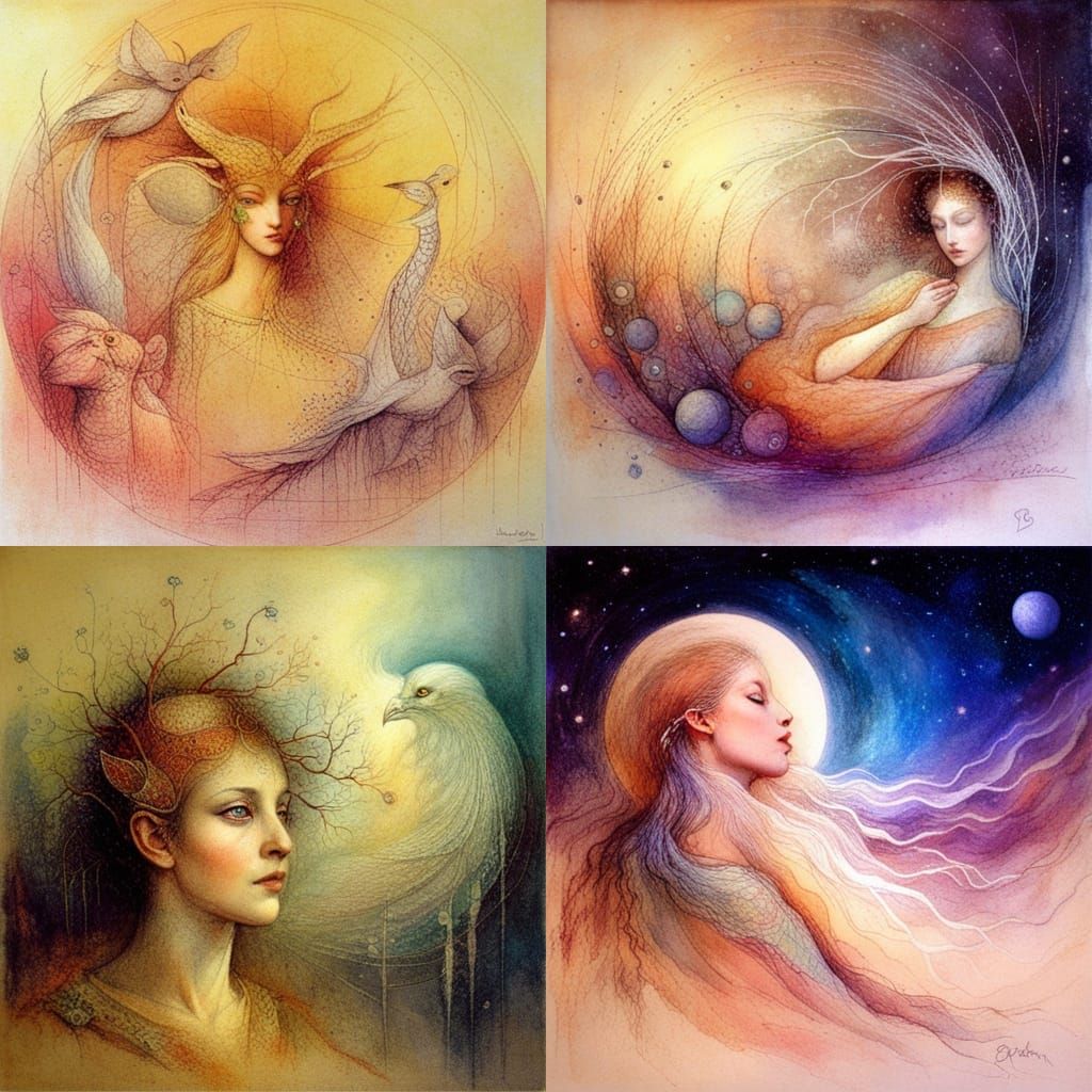 Ethereal Woman Portrait in Symbolic Style