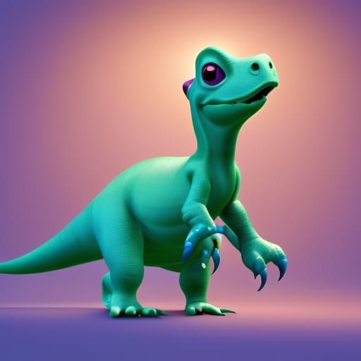 Cute Baby Dinosaur in Pixar-Style 3D Rendering