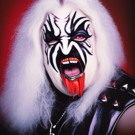 Detailed Portrait of Celebrity Impersonator as Rock Star