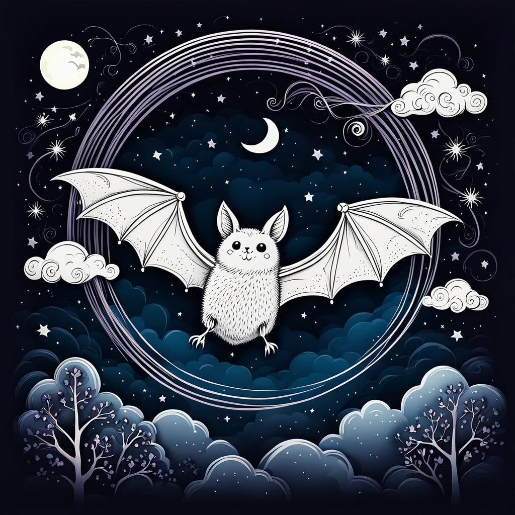 Cute Halloween Bat Coloring Page for Kids